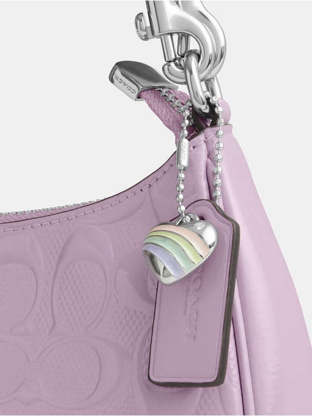 Bundle Coach Teri Shoulder Bag & Heart Bag Charm With Patent Signature NWT - Picture 10 of 14